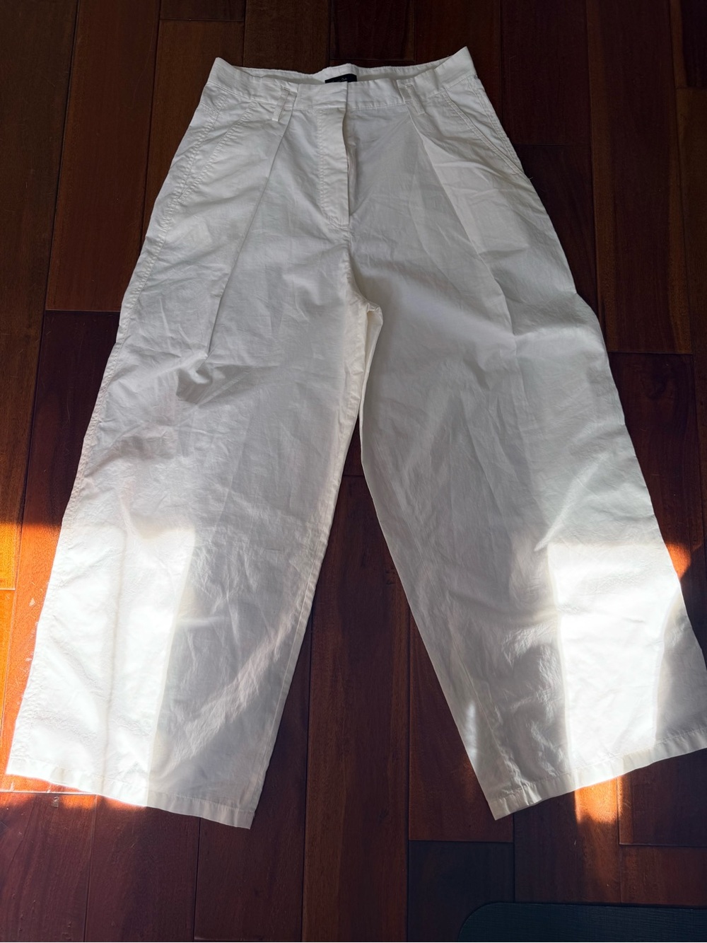 Massimo Dutti Wide Leg Pants Size 6 White/Tan